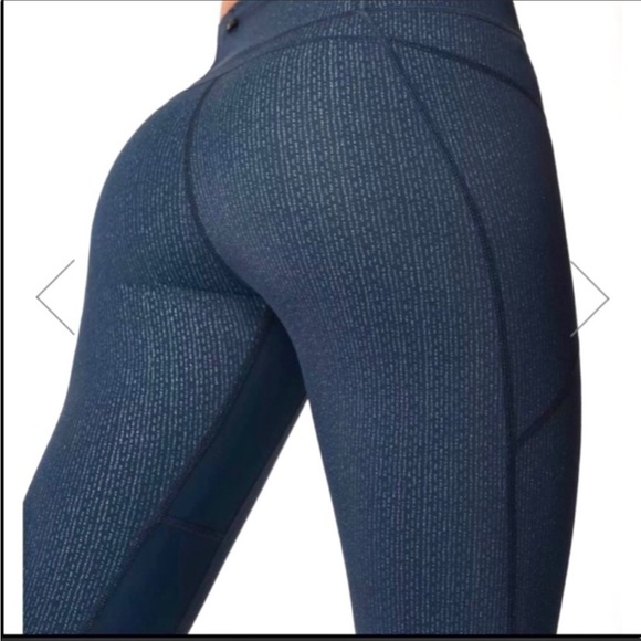 Sweaty Betty NWT The Zero Gravity Leggings 7/8 Length Beetle Blue Glitter Medium - Picture 12 of 13